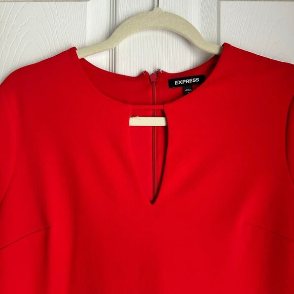 Express Red Flare Shift Sleeve Dress Womens Size M Formal Dressy Office Career - Picture 6 of 6